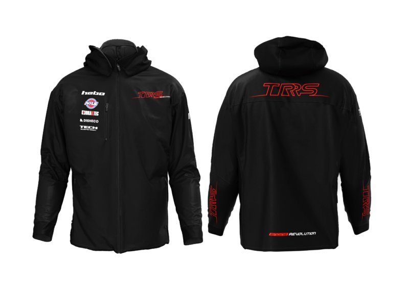 XSMALL TRS BLACK WINTER JACKETWITH HOOD AND SPONSOR LOGO'S image